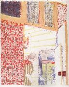 Edouard Vuillard Interior with pink wallpaper III oil